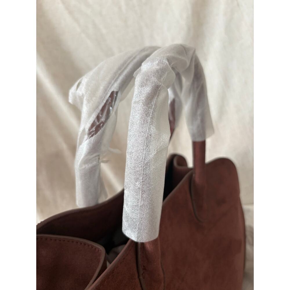 The Row Margaux Burgundy Suede Top Handle Bag - Picture 10 of 15